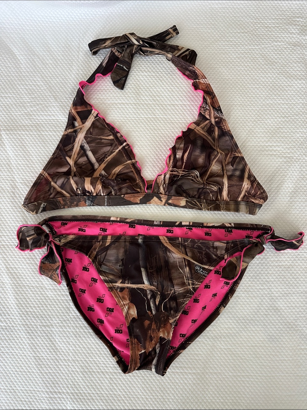 Realtree Girl Pink Camo Bikini Set | Max-4 Camouflage | Tie Side | Y2K